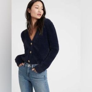 Banana Republic Deep Navy Fuzzy Cardigan - Pre Loved